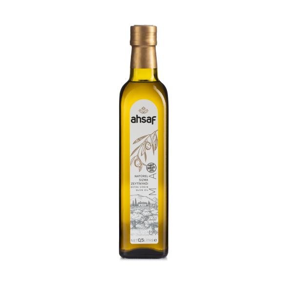 AHSAF Soğuk Sıkım  Natürel Sızma  Zeytinyağı 500 ml -Cam - 1