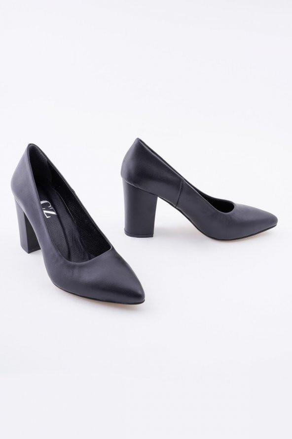 Hakiki Deri Kadın Stiletto Rahat Kalın Topuklu Ayakkabı - 4