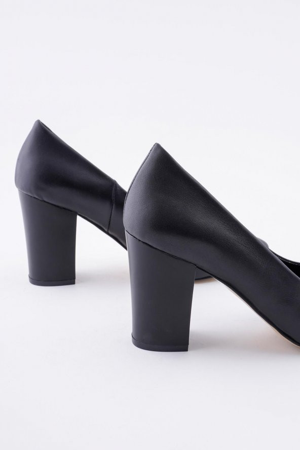 Hakiki Deri Kadın Stiletto Rahat Kalın Topuklu Ayakkabı - 7