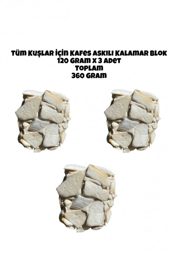 Tüm Kuş Türleri İçin Kalamar Kemiği Bloğu Kafes Askılı 120 Gr X 3 Adet