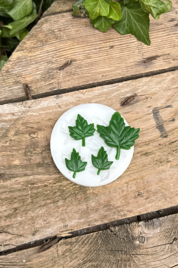 Çınar Yaprağı Dörtlü Mum Kalıbı (Silikon) (1 Adet) - Resim 3