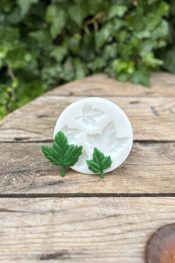 Çınar Yaprağı Dörtlü Mum Kalıbı (Silikon) (1 Adet) - Resim 4