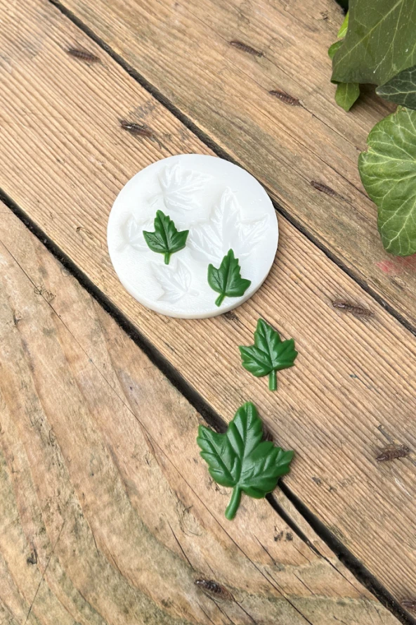 Çınar Yaprağı Dörtlü Mum Kalıbı (Silikon) (1 Adet) - Resim 7