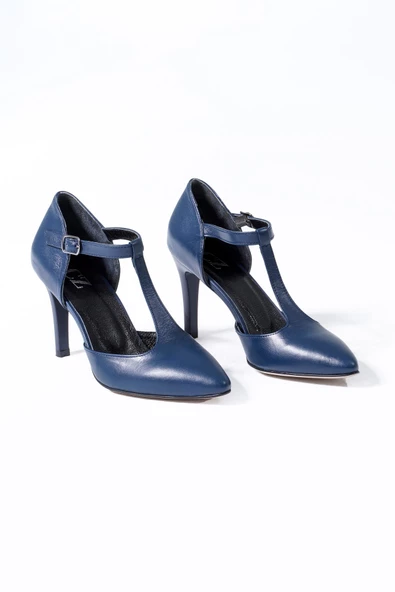 Hakiki Deri Kadın Topuklu Ayakkabı Bileği Kemerli - Resim 8