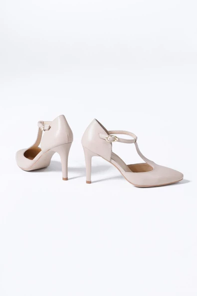 Hakiki Deri Kadın Topuklu Ayakkabı Bileği Kemerli - Resim 6