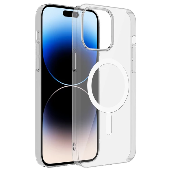 Apple iPhone 14 Pro Kılıf Zore Wireless Şarj Özellikli Şeffaf Porto Kapak