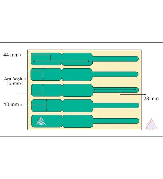 1250 Sarım Kuyumcu Etiketi Renkli Çizgili (İthal ) 10 x 72  Yeşil - 2