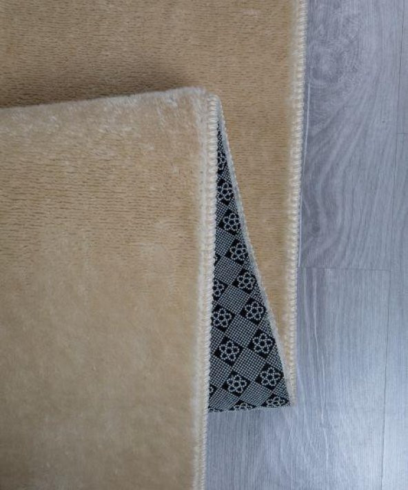Orkide Home Modern Puffy Örgü Saçaklı  Simirna Peluş Post Halı  Bej 80 x 100 - 3