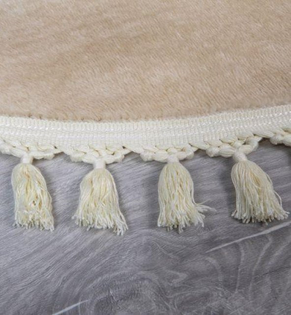 Orkide Home Modern Puffy Örgü Saçaklı  Simirna Peluş Post Halı  Bej 80 x 120 - 2