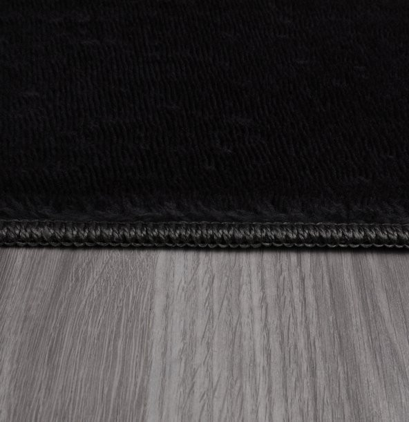 Orkide Home Modern Puffy Örgü Saçaklı  Simirna Peluş Post Halı  ANTRASİT 120 x 300 - 2