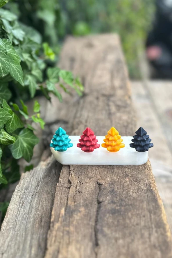 3D Çam Mini Dörtlü Mum Kalıbı (Silikon) (1 Adet) - Resim 3