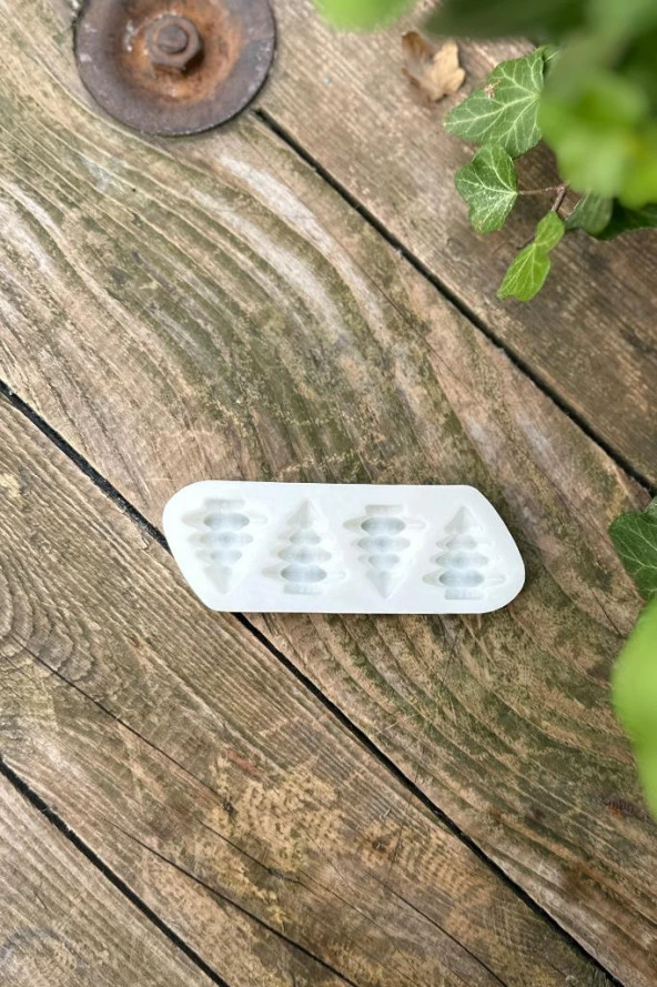 3D Çam Mini Dörtlü Mum Kalıbı (Silikon) (1 Adet) - Resim 6