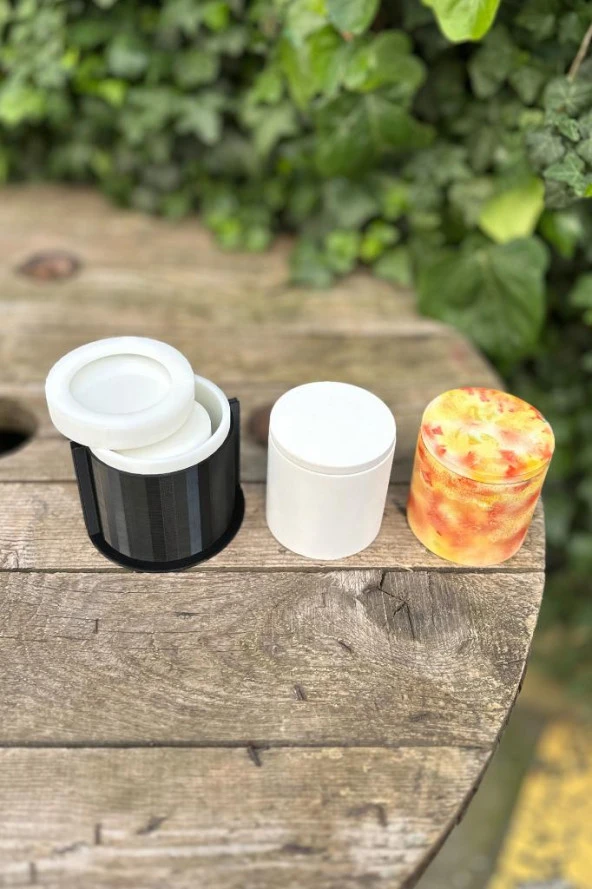 Dairesel Silikon Kap Kalıbı (8mm Kalınlık)(Kapaklı)(Kasnaklı)(1 Adet) - Resim 2