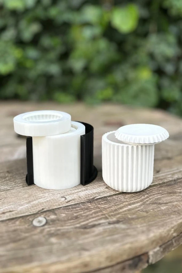 Tırtıklı Yüzey Silikon Kap Kalıbı (Kapaklı)(Kasnaklı)(1 Adet) ürün görseli