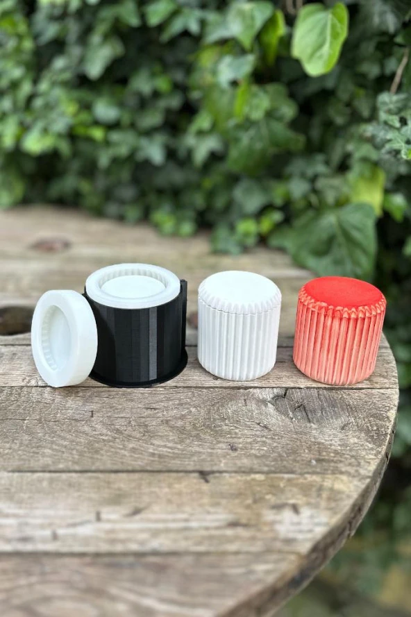 Tırtıklı Yüzey Silikon Kap Kalıbı (Kapaklı)(Kasnaklı)(1 Adet) - Resim 5