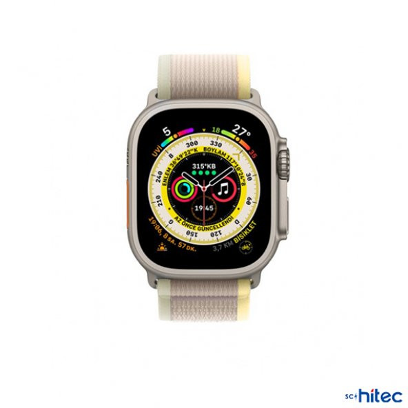 ScHitec 42-44mm Yeni Nesil Apple Uyumlu Akıllı Saat Kordonu Hasır Gri Sarı - 2