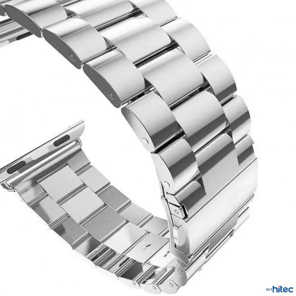 ScHitec 42-49mm Yeni Nesil Apple Uyumlu Akıllı Saat Kordonu Metal Gri - 2