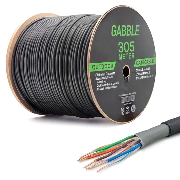 GABBLE GAB-CDS305 Cat6 Kablo Dış Mekan 24Awg 0.48mm 305 Metre