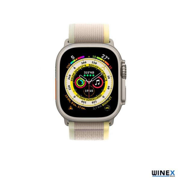 Winex 42-44mm Yeni Nesil Apple Uyumlu Akıllı Saat Kordonu Hasır Gri Sarı - 2