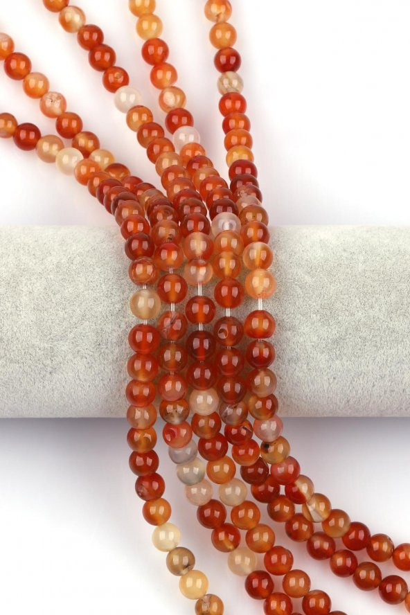 Turuncu Akik Doğal Taş Dizi 8 mm Küre Kesim ürün görseli