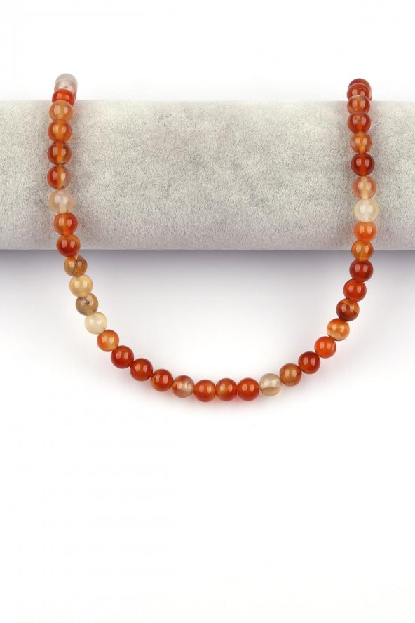 Turuncu Akik Doğal Taş Dizi 8 mm Küre Kesim - Resim 2