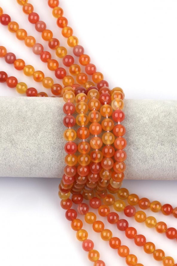 Açık Turuncu Akik Doğal Taş Dizi 8 mm Küre Kesim ürün görseli