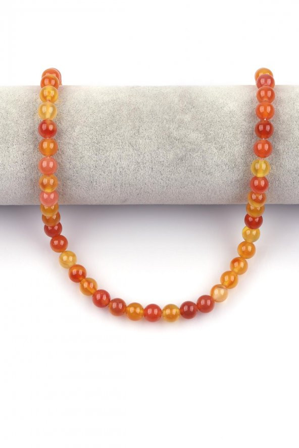 Açık Turuncu Akik Doğal Taş Dizi 8 mm Küre Kesim - Resim 2