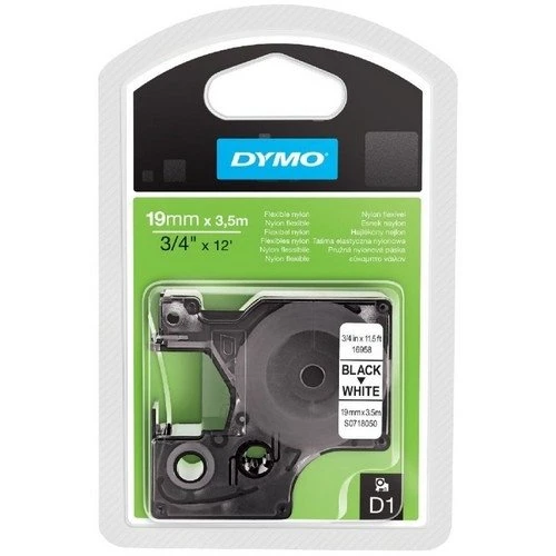 DYMO 16958 YÜKSEK PERF.ESNEK NAYLON 19mm x 3,5 SİYAH/BEYAZ