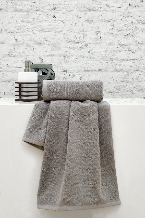 2li 50x90 Jakarlı Zigzag Desenli El-Yüz Havlusu