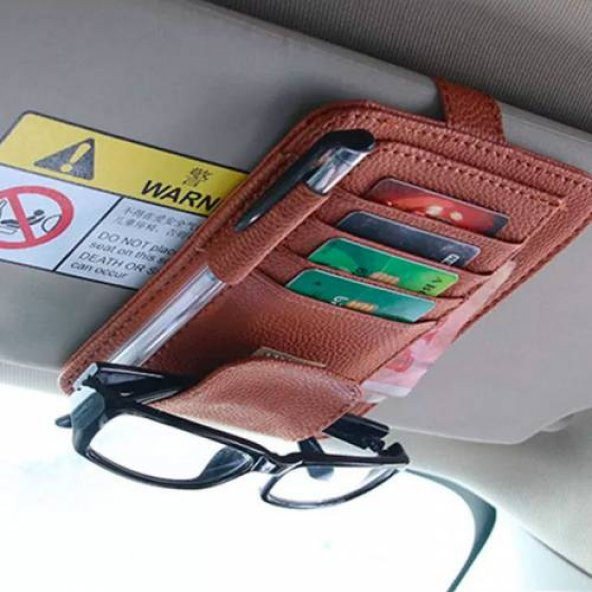 Polham Suni Deri Araç Gözlük Tutucu Ve Araç Kartlık Araç Cüzdanı Araç Organizeri Kart Düzenleyici - 2