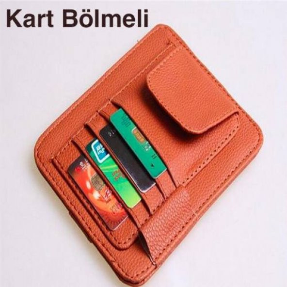 Polham Suni Deri Araç Gözlük Tutucu Ve Araç Kartlık Araç Cüzdanı Araç Organizeri Kart Düzenleyici - 5