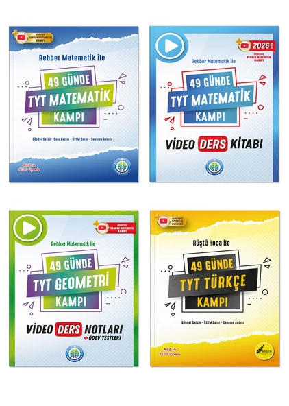 49 Günde TYT Matematik - Geometri - Türkçe Video Ders Notları Kampı 4lü Set