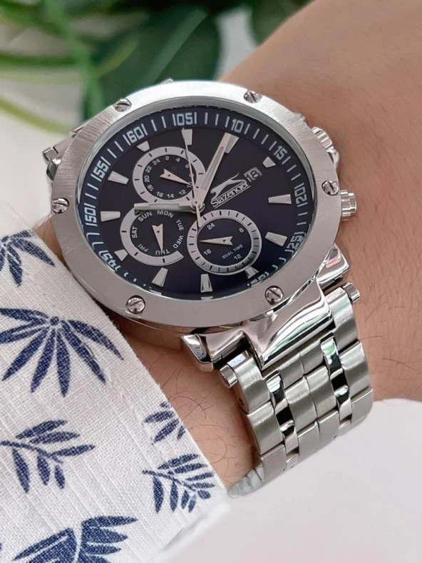 SL.09.2163.2.05 Çelik Kordon Fonksiyonları Aktif 5 Atm Su Geçirmez Erkek Kol Saati+Bileklik - 2