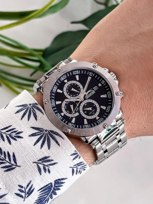 SL.09.2163.2.05 Çelik Kordon Fonksiyonları Aktif 5 Atm Su Geçirmez Erkek Kol Saati+Bileklik - 3