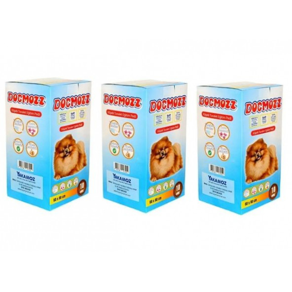 DogMozz Premium Köpek Tuvalet Çiş Eğitim Pedi Yapışkan Bantlı 60x90 Cm 10 Lu X 3 Adet
