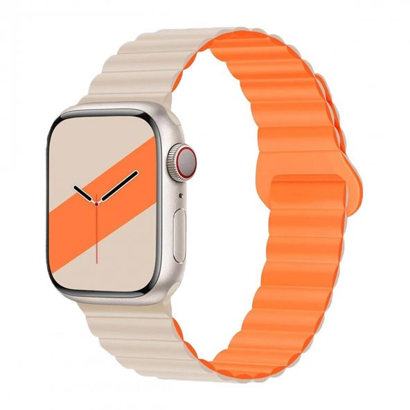 E2M APPLE WATCH 42-44-45-49MM KRD-06 DERİ BÜKME ÇİFT RENKLİ YILDIZ IŞIĞI KORDON ürün görseli