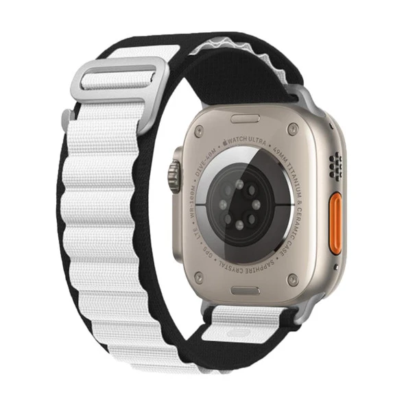 E2M APPLE WATCH 42-44-45-49MM KRD-26 ALPINE ÇİFT RENKLİ BEYAZ KORDON ürün görseli 1