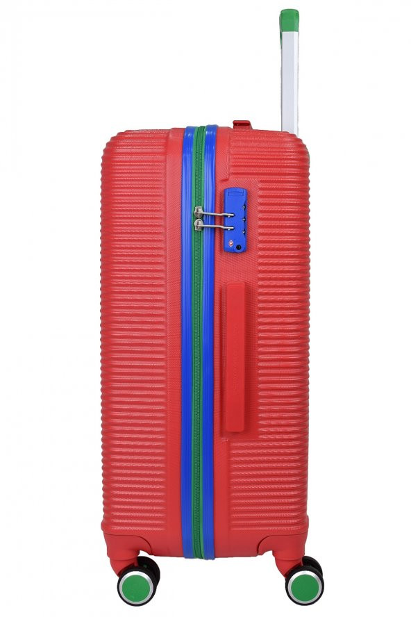 United Colors Of Benetton Lüx Abs 2li Valiz Seti Büyük Boy - Orta Boy Kırmızı BNT500 - Resim 4