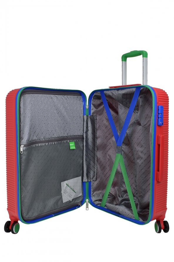 United Colors Of Benetton Lüx Abs 3lü Valiz Seti Kırmızı BNT500 - Resim 5