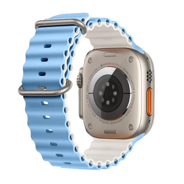 E2M APPLE WATCH 38-40-41MM KRD-28 OCEAN ÇİFT RENKLİ AÇIK MAVİ KORDON