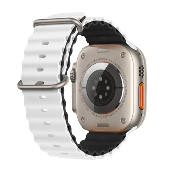 E2M APPLE WATCH 38-40-41MM KRD-28 OCEAN ÇİFT RENKLİ BEYAZ KORDON