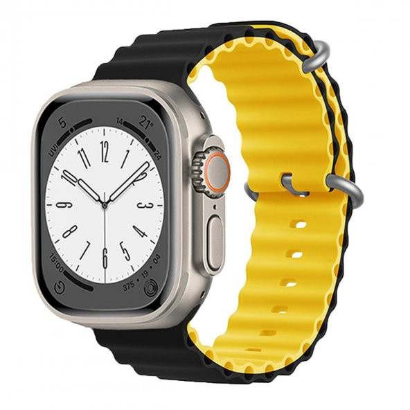 E2M APPLE WATCH 38-40-41MM KRD-28 OCEAN ÇİFT RENKLİ SARI KORDON - Resim 2