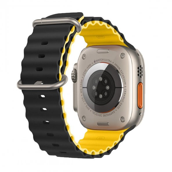 E2M APPLE WATCH 38-40-41MM KRD-28 OCEAN ÇİFT RENKLİ SARI KORDON