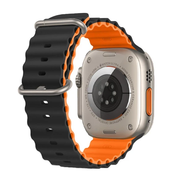 E2M APPLE WATCH 38-40-41MM KRD-28 OCEAN ÇİFT RENKLİ SİYAH KORDON