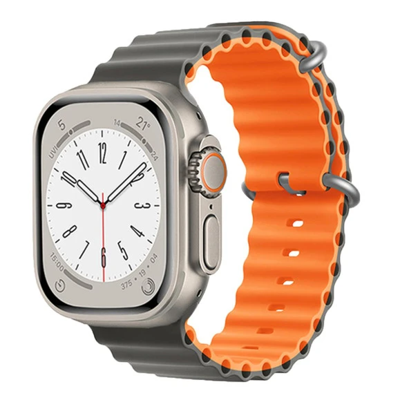 E2M APPLE WATCH 38-40-41MM KRD-28 OCEAN ÇİFT RENKLİ GRİ KORDON - Resim 2