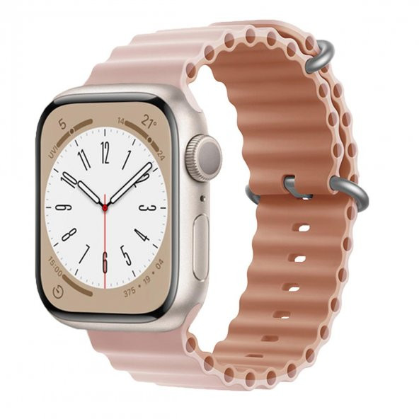 E2M APPLE WATCH 38-40-41MM KRD-28 OCEAN ÇİFT RENKLİ ROSE GOLD KORDON - Resim 2