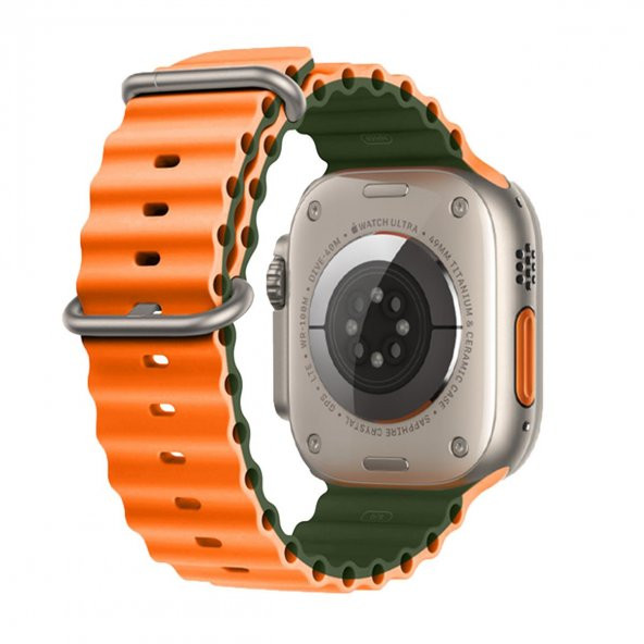 E2M APPLE WATCH 42-44-45-49MM KRD-28 OCEAN ÇİFT RENKLİ TURUNCU KORDON