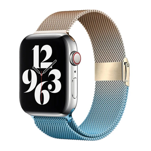 E2M APPLE WATCH 42-44-45-49MM KRD-31 METAL ÇİFT RENKLİ GOLD KORDON ürün görseli