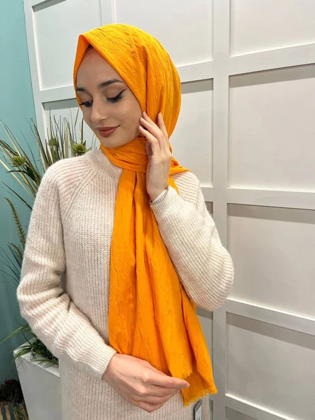 Loryan Scarf Viva Crush Pamuklu Şal 00380  SAFRAN - 5