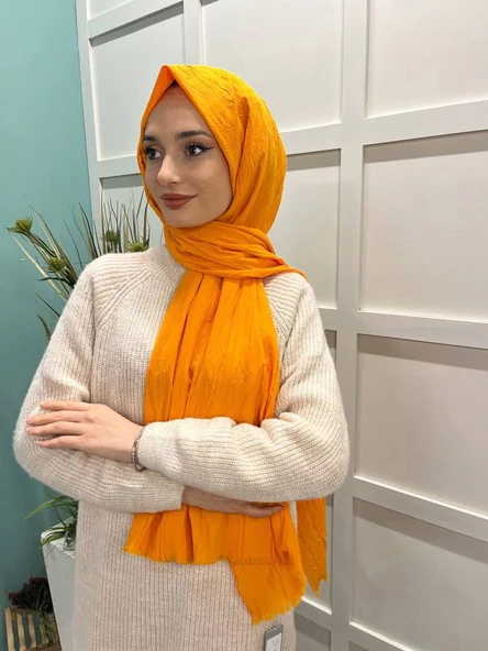 Loryan Scarf Viva Crush Pamuklu Şal 00380  SAFRAN - 4